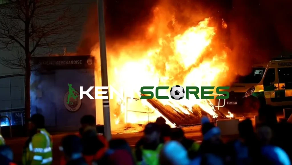 BREAKING NEWS: FIRE breaks out outside Man City's Etihad Stadium - just 2 Hours before Champions League clash 1 Fire outbreak at Etihad
