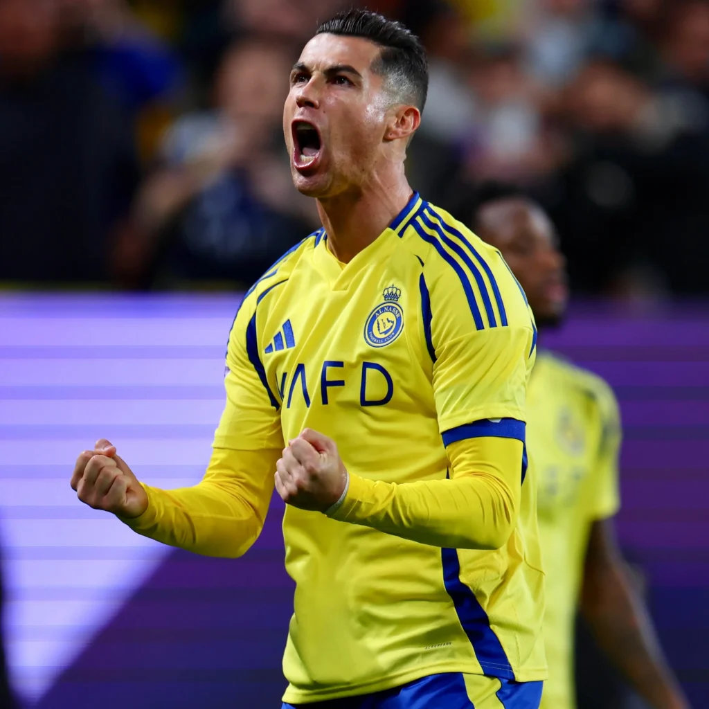 Shocking Revelation: Cristiano Ronaldo Claims to be the Ultimate GOAT Over Messi, Maradona, and Pelé 1 Ronaldo Celebrating His Brace for Al Nassr