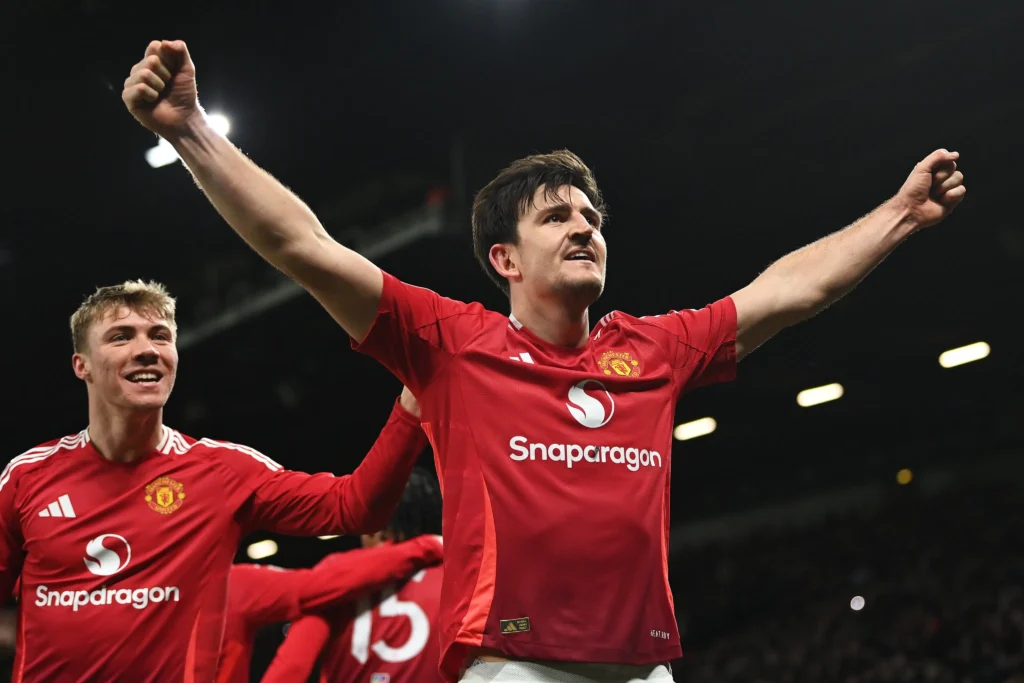 FA Cup Drama: Harry Maguire's Controversial Offside Goal Seals Manchester United's 2 - 1 Victory Over Leicester City 2 Maguire celebrating his controversy goal