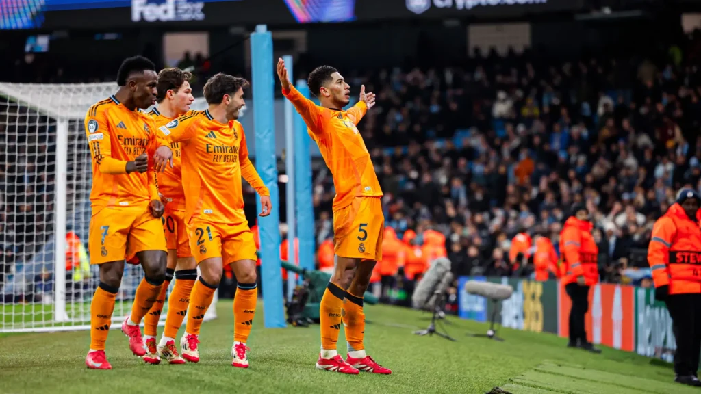 Unstoppable Real Madrid: Jude Bellingham and Brahim Diaz Stun Man City in a Champions League 3 - 2 Thriller! 3 Real Madrid Bellingham celebrates winner goal