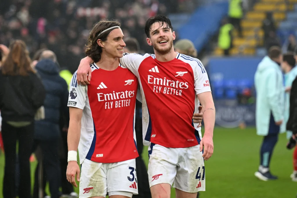 Arsenal's 2-0 Triumph Over Leicester: Merino's Heroics and Nwaneri's Brilliance Shine Amidst Sterling's Struggles 3 Arsenal players after Leicester defeat