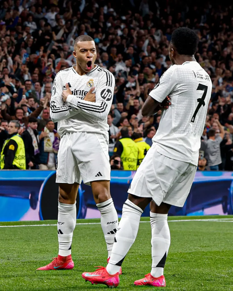 Real Madrid vs. Manchester City: Kylian Mbappé's Hat-Trick Masterclass Decimates Cityzens 1 Mbappé celebrates Real Madrid's first Hat-trick
