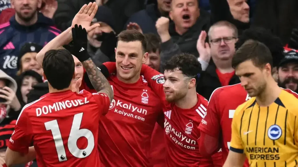 Devastating Defeat: Brighton Fans Cry "Sack the Whole Team!" After 7-0 Rout by Nottingham Forest 3 Nico Williams and Teammates Celebrating