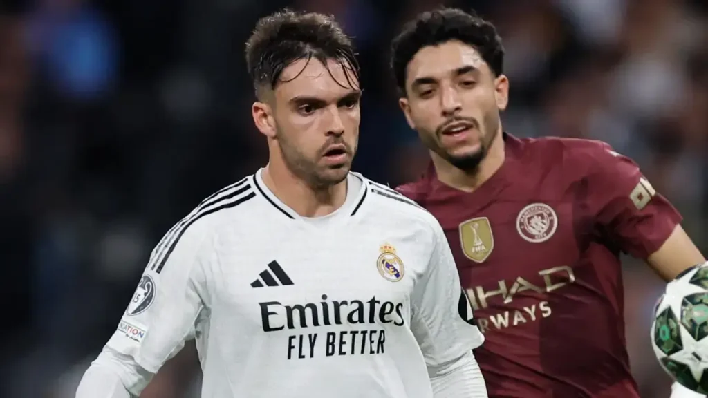 Real Madrid vs. Manchester City: Kylian Mbappé's Hat-Trick Masterclass Decimates Cityzens 4 Omar Marmoush against Madrid player