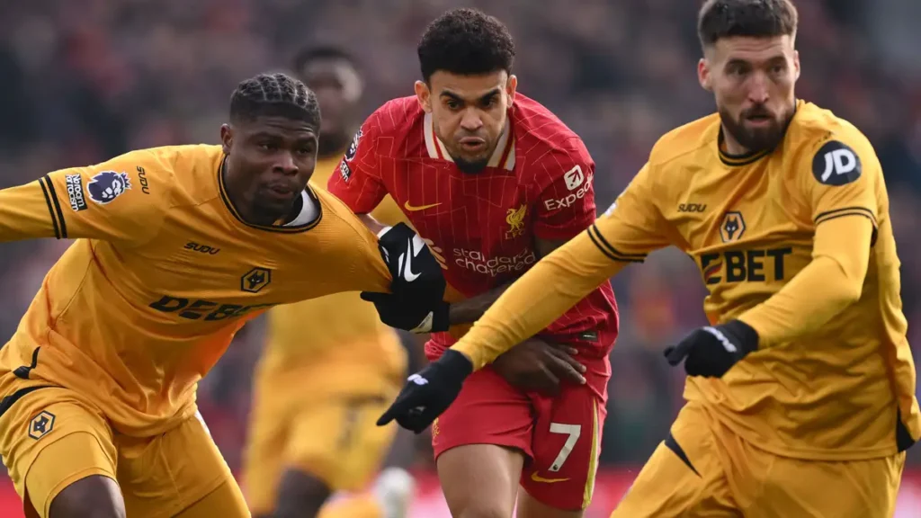 Liverpool's Gritty Victory Over Wolves: Diaz and Salah Shine as Reds Extend Premier League Lead to 7 Points 1 Diaz goal against Wolves