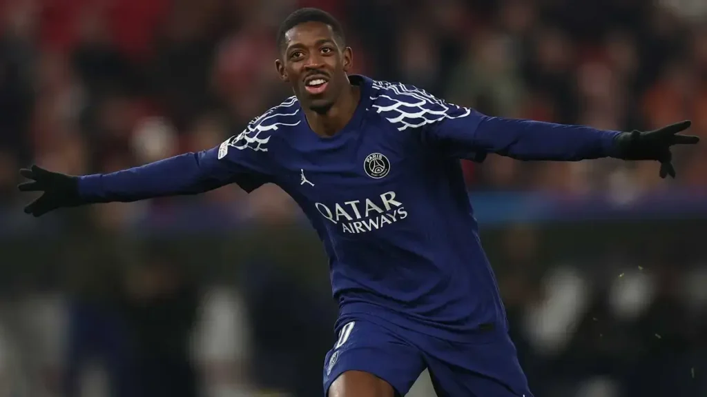 Dazzling Double for Dembele: PSG's Triumph Over Brest in 3 - 0 Champions League Clash 1 Dembele first Goal celebration